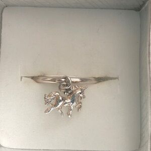 Unicorn Dangling Sterling Silver Charm Ring SZ 6.5